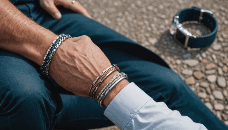 Accessoires homme été 2025 : Joncs en Argent et Bracelets Tressés pour un Style Unique